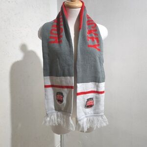 Rogers Gray and White Hockey Scarf with Red Accents